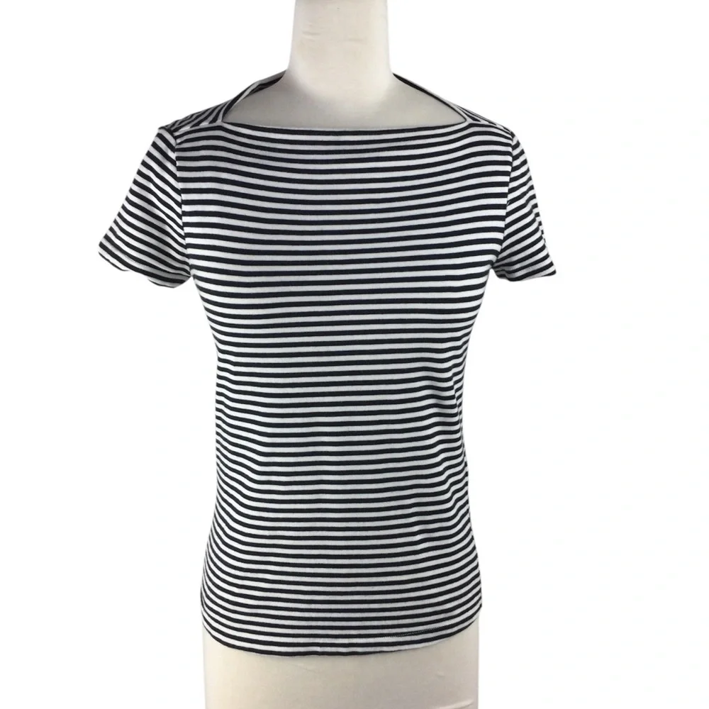 Kate Spade Saturday Black and White Striped Tee, Size‎ XS